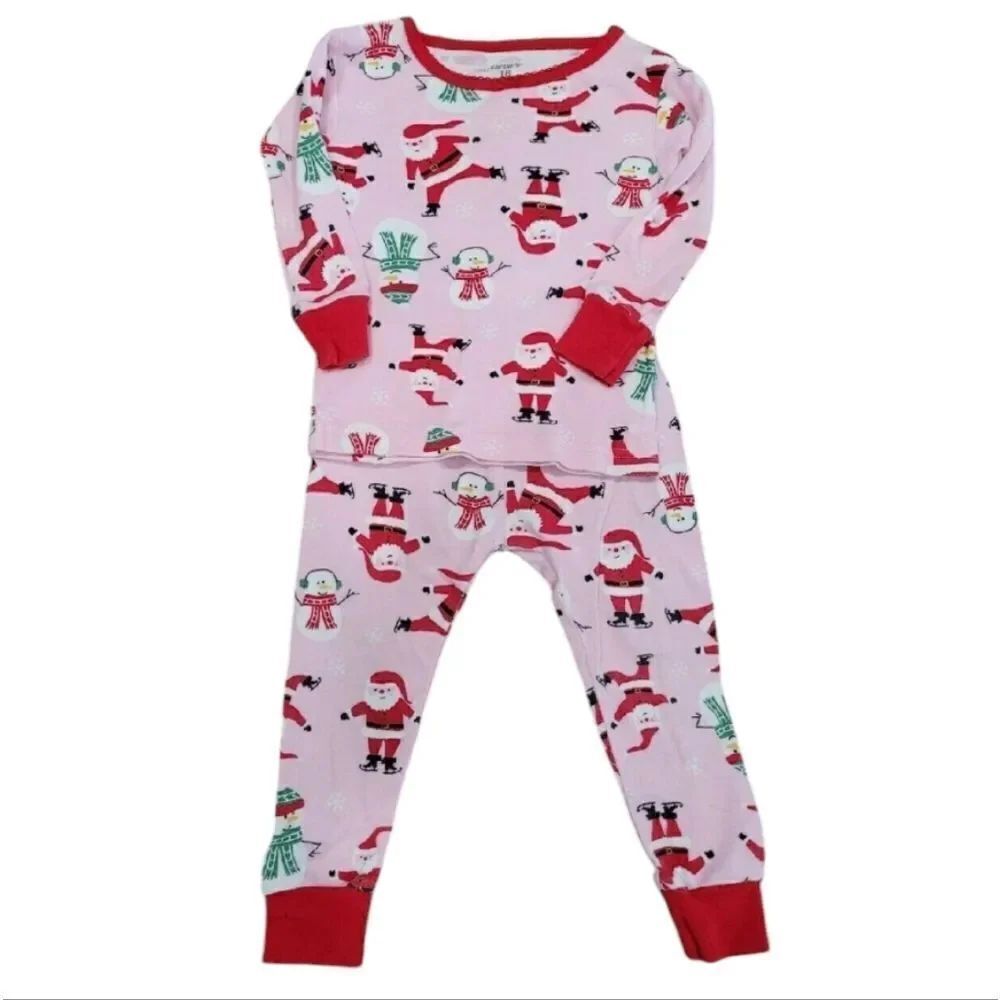 Girls pink Santa 2pc pajama set